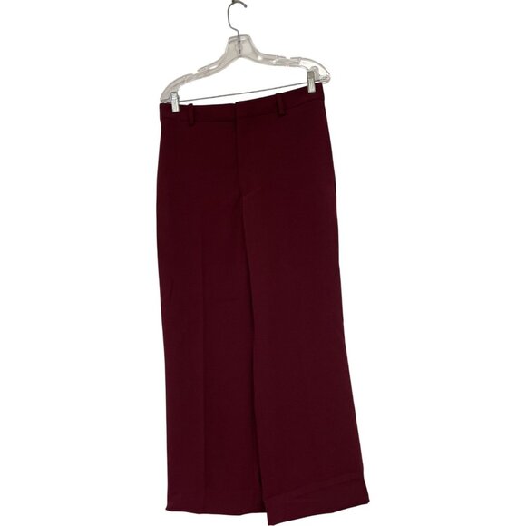 Zara ZW Womens Pants Large L red Burgundy High Waist Straight Leg 2244/119 NWT - Picture 2 of 15